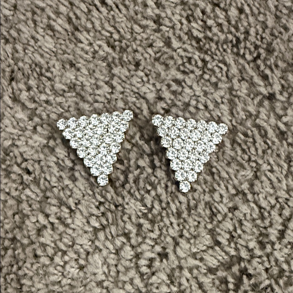 Vici Silver Triangle Crystal Stud Earrings